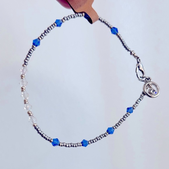 Stunning Dainty Clear Crystals Silver Micro-Beading Bracelet & CZ Silver Charm - Picture 3 of 14